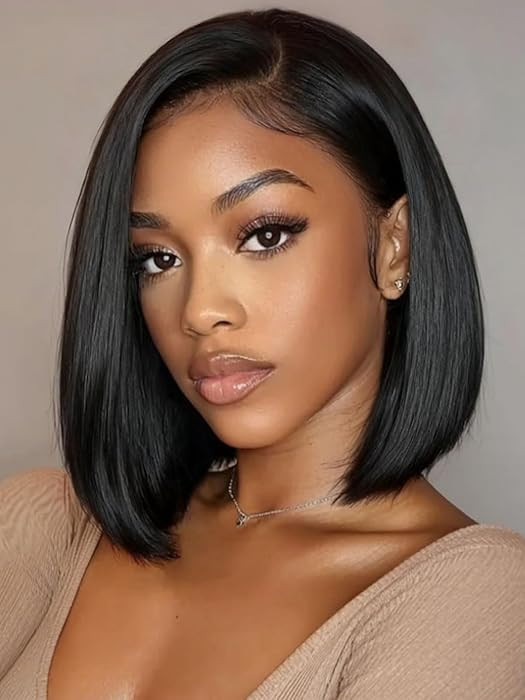UNICE Bye Bye Slip 7x5 Lace Closure Bob Wig Human Hair Silk Straight Glueless Pre Plucked Pre Cut... | Amazon (US)
