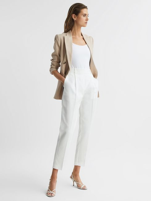 Tapered Linen Trousers | Reiss UK