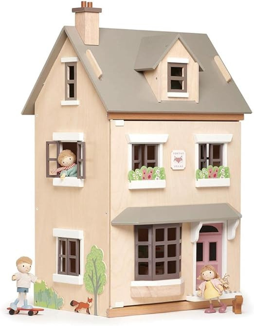 Tender Leaf Toys - Foxtail Villa - Furnished 27.95” Tall Town Style Pretend Play Doll House - E... | Amazon (US)