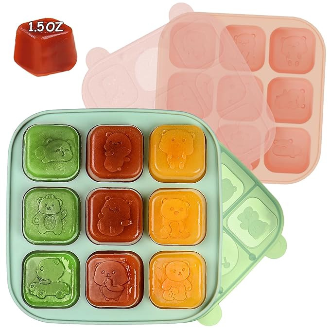 Silicone Freezer Tray with Lid, Food Storage Container for Homemade Baby Food, Vegetable, Fruit P... | Amazon (US)