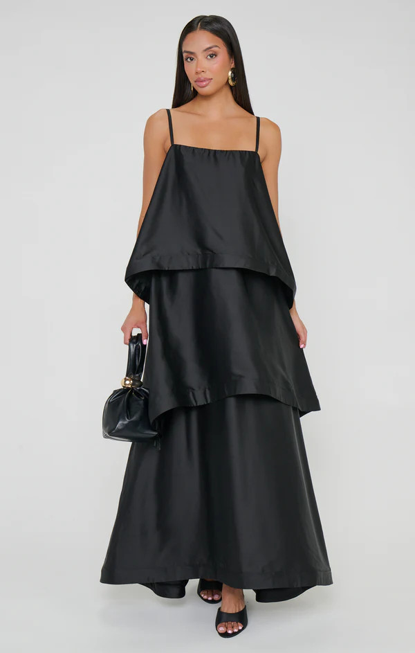 Ella Maxi Dress ~ Black Luxe Satin | Show Me Your Mumu