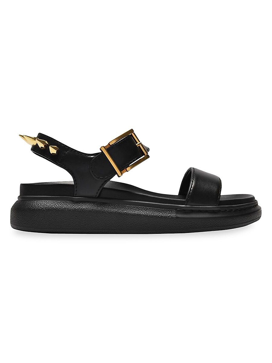 Alexander McQueen Women's Sandals In Black And Gold Leather - Black - Size 36 (6) | Saks Fifth Avenue OFF 5TH