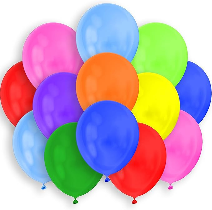 | 100 Balloons Rainbow Colors 9 Inch | Ready to Inflate with Air, Helium or Fill with Water | Dec... | Amazon (US)
