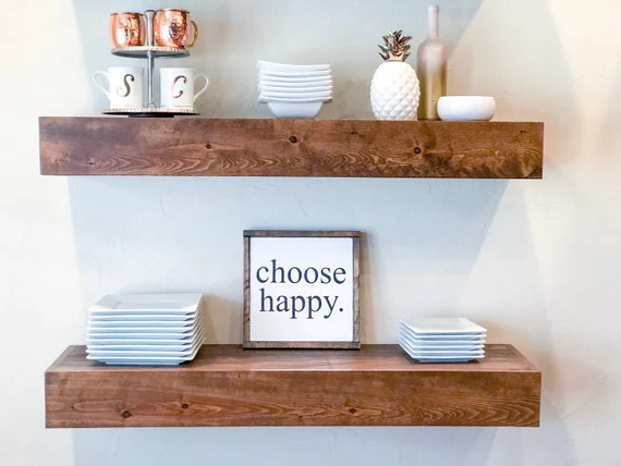 FREE SHIPPING! Floating Shelf, Custom Floating Shelves, Floating Shelves, Farmhouse Shelf, Open S... | Etsy (US)