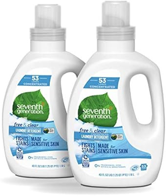 Seventh Generation Concentrated Laundry Detergent, Free & Clear Unscented, 40 oz, Pack of 2 (106 ... | Amazon (US)