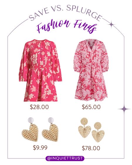 Check out these affordable alternatives for a pink floral dress and cute heart earrings!
#savevssplurge #lookforless #springfashion #vacationlook

#LTKstyletip #LTKSeasonal