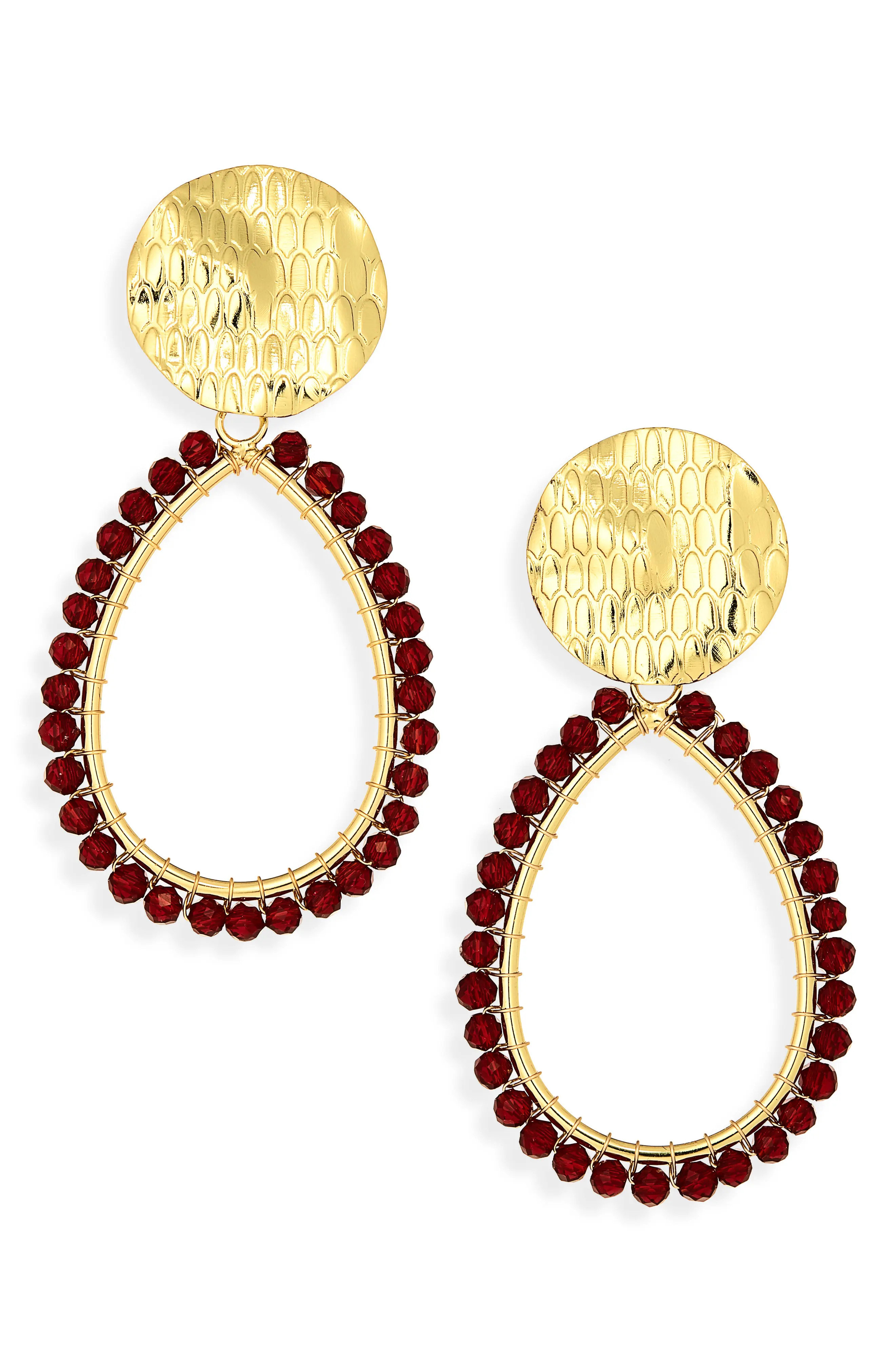 Panacea Beaded Teardrop Earrings in Burgundy at Nordstrom | Nordstrom
