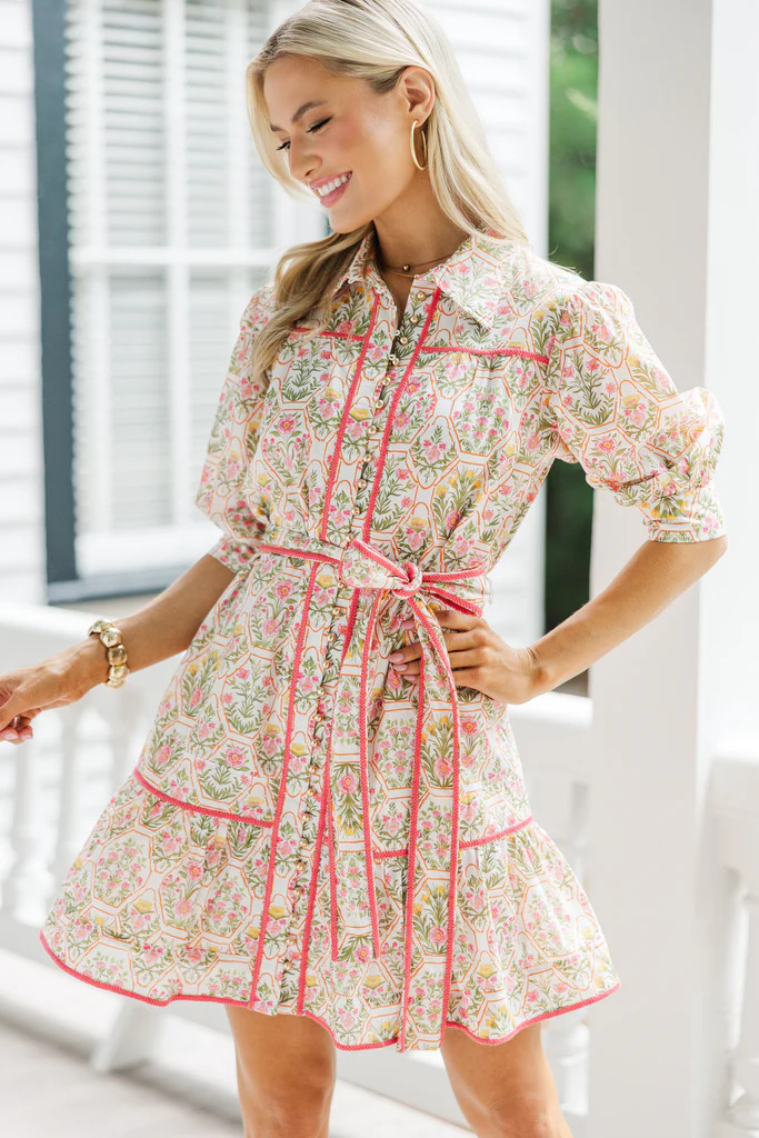 Gather Round Orange Floral Medallion Dress | The Mint Julep Boutique