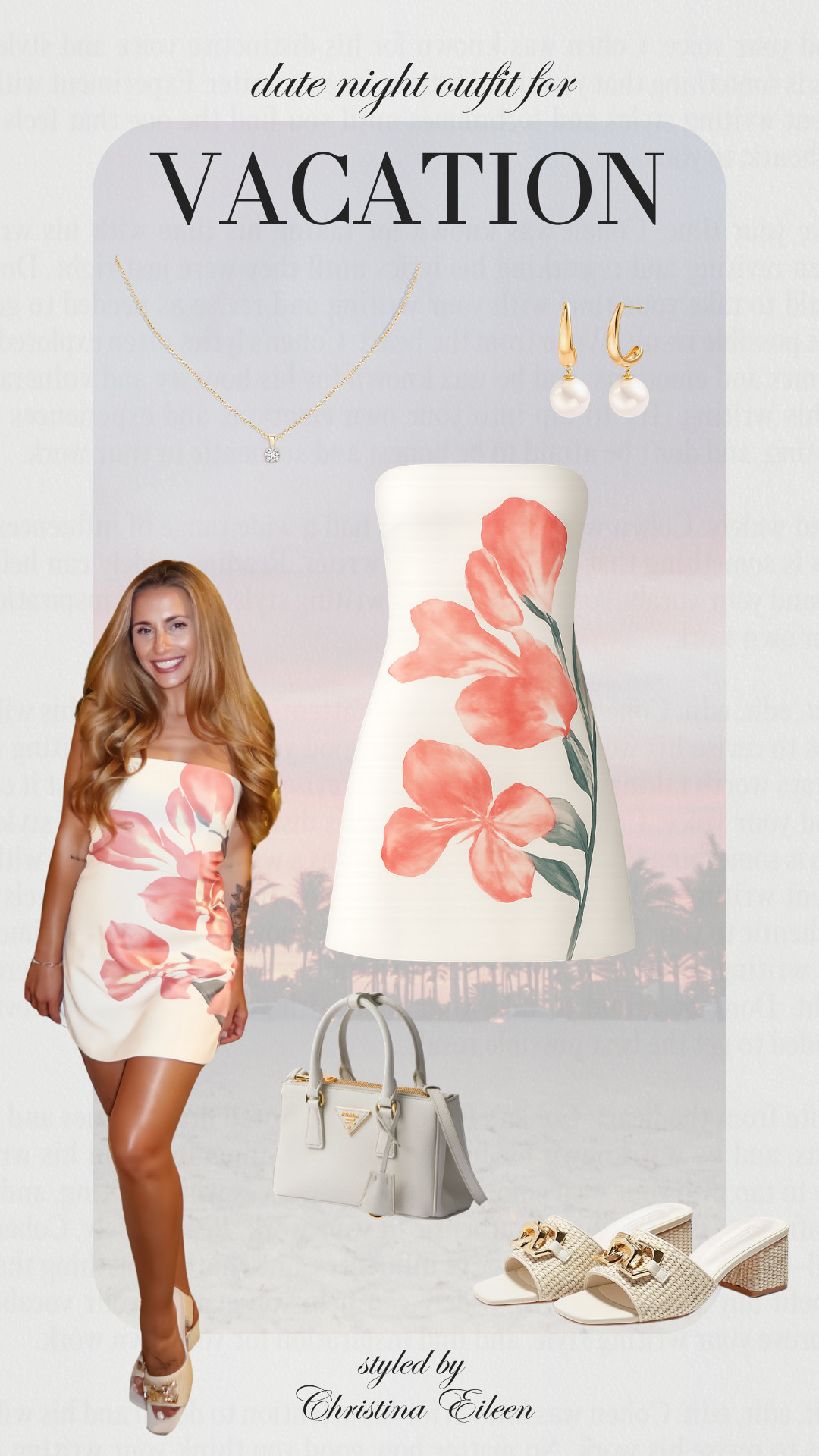 Date night look for vacation 💗🌴



Vacation date night outfit featuring a floral mini dress, neutral heels, pearl earrings, and a classic white handbag. Feminine, elevated, and perfect for Mexico dinners, honeymoon nights, or summer resort vacations. Petite-friendly vacation style. #LTKtravel #LTKstyle #LTKdresses #LTKvacation #LTKsummer 

 #LTKootd #LTKPetite #LTKTravel