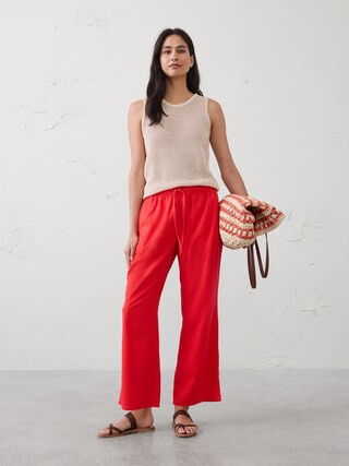 Straight-Leg Mid-Rise Linen-Blend Pant | Banana Republic Factory