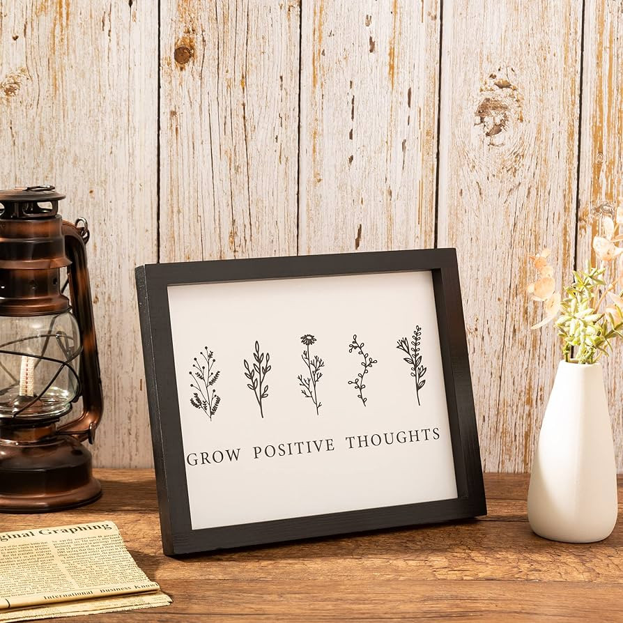 Framed Grow Positive Thoughts Prints Inspirational Wall Art & Decor Boho Home Office Decorations ... | Amazon (US)
