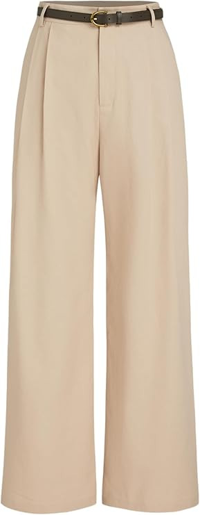 CIDER Solid Linen Blend Belted Wide Leg Pants | Amazon (US)
