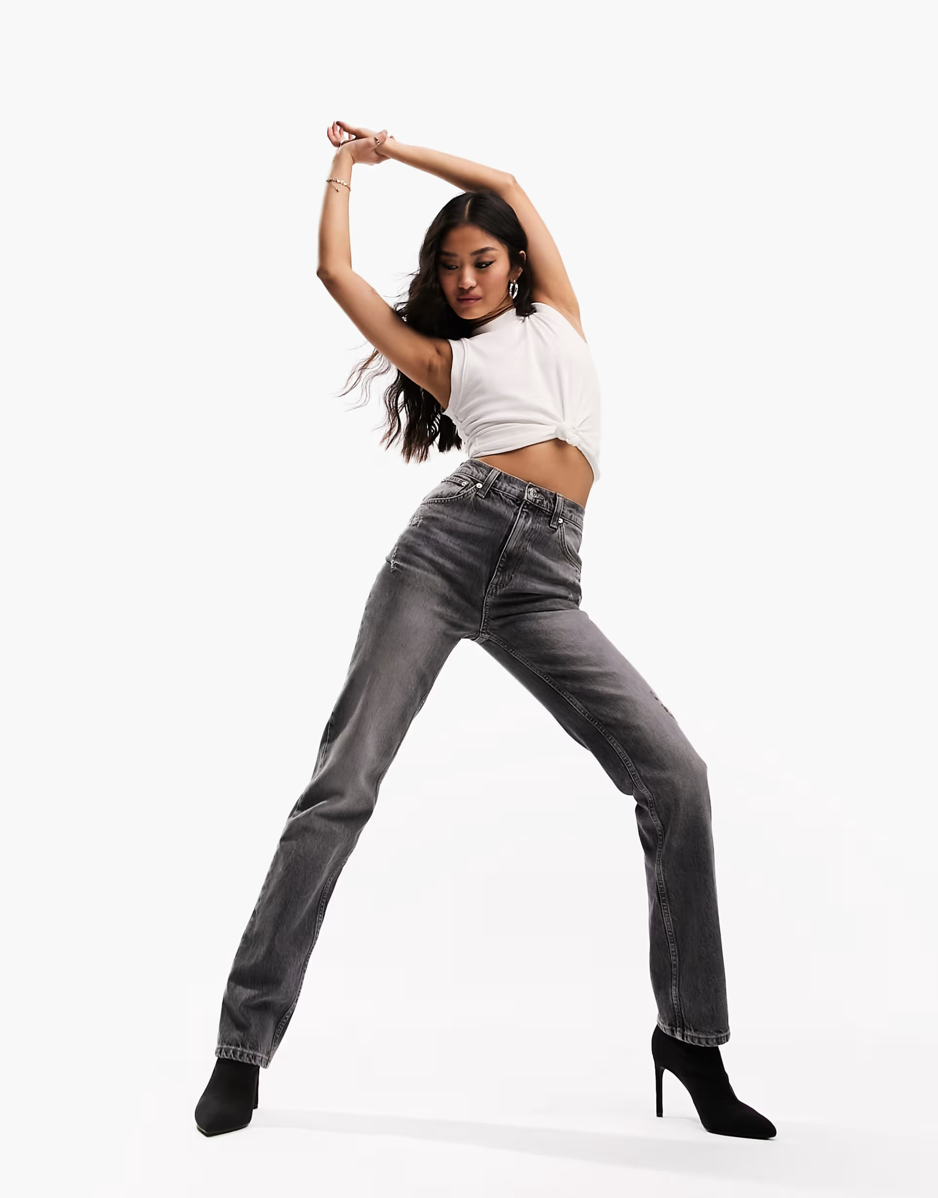 ASOS DESIGN slim straight jeans in gray | ASOS (Global)