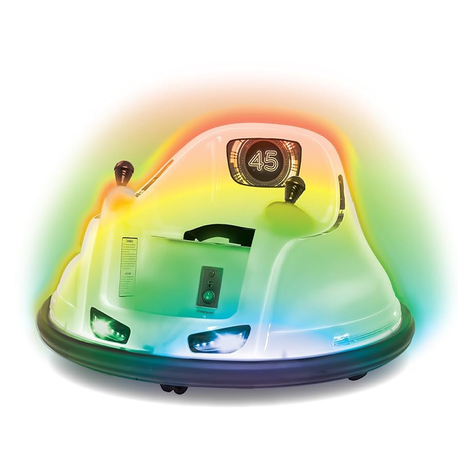 Flybar 6V White Glow Bumper Car for Kids – LED Ride-On Toy with 360° Spin, Rechargeable Batter... | Amazon (US)