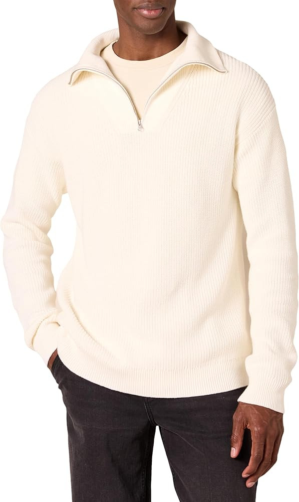 Amazon Essentials Mens Quarter-Zip Rib-Knit Relaxed-Fit Sweater | Amazon (US)