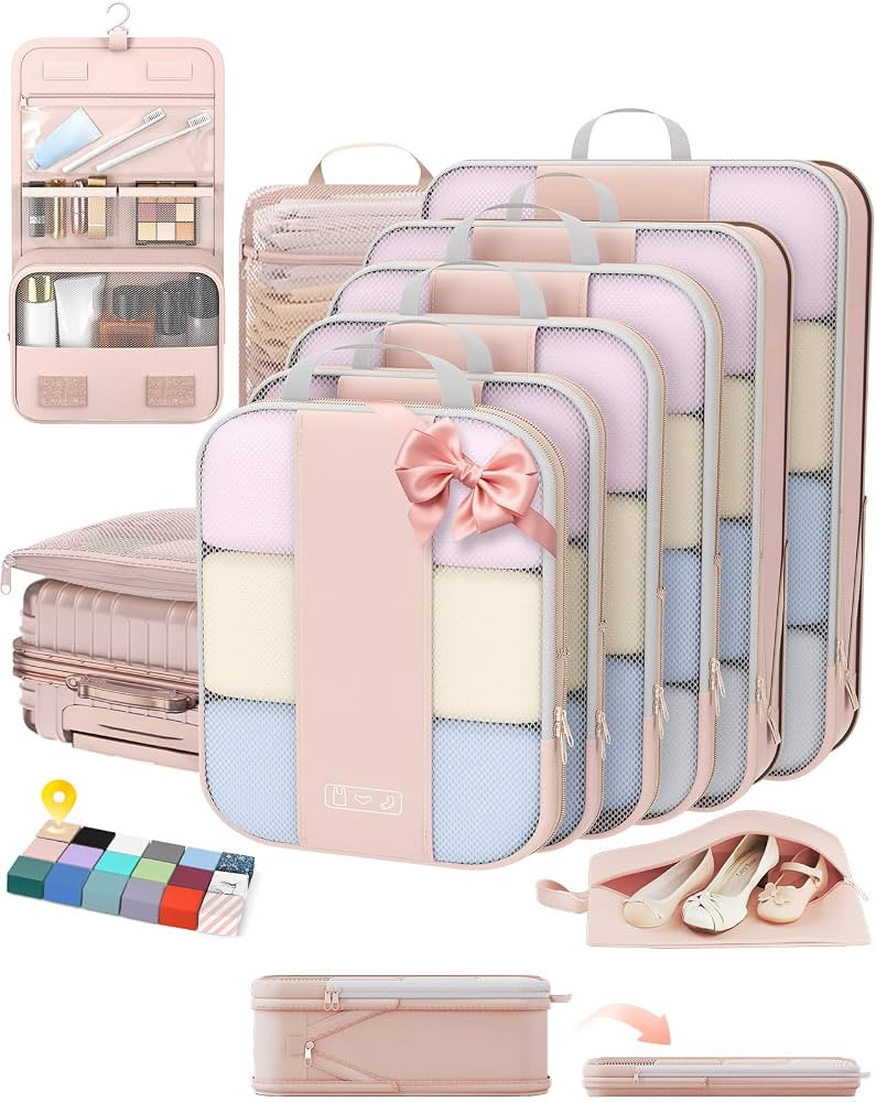 10 Set Compression Packing Cubes for Travel Gifts Mom Women,OlarHike Luggage Clothes Garment Bags... | Amazon (US)