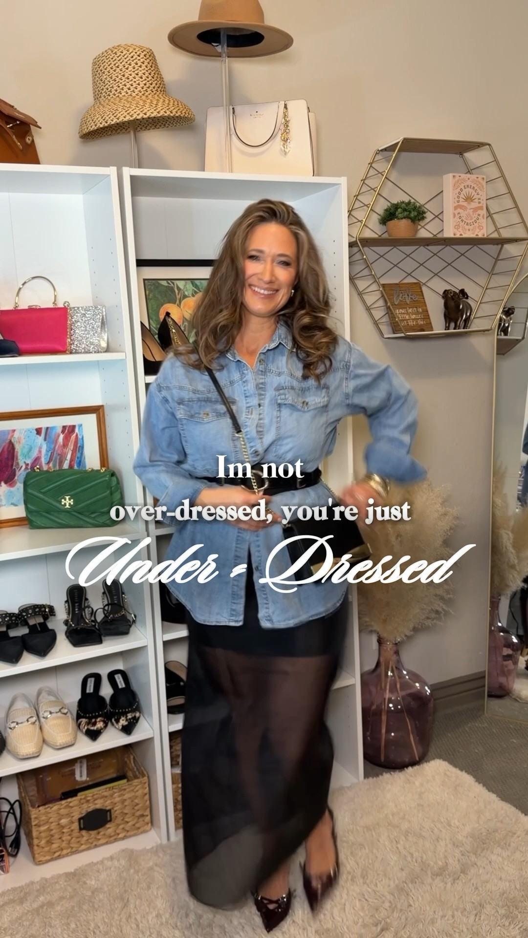 I will always be the girl who’s over dressed! I also love a good denim top that’s versatile! Follow for more styling tips. 
Wearing a size 10 in the skirt. . 

#LTKPetite #LTKootd #LTKMidsize