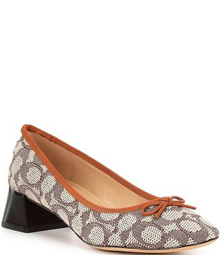 COACH Ava Signature Jacquard Ballet Bow Pumps | Dillard's | Dillard's