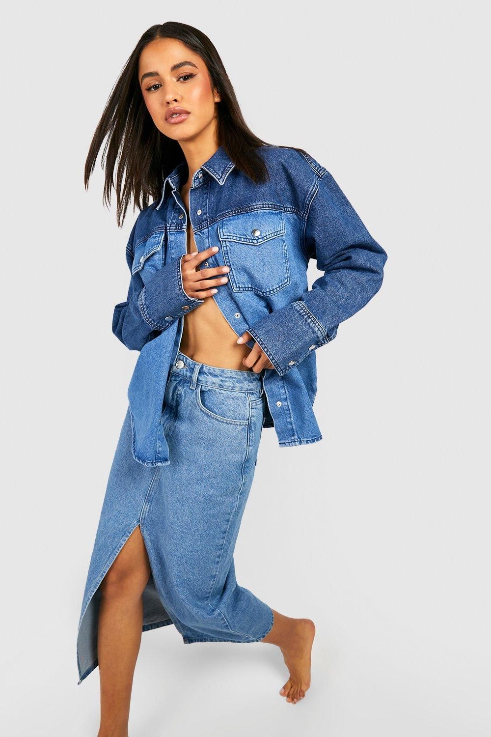 Washed Denim Midaxi Skirt | Boohoo.com (UK & IE)