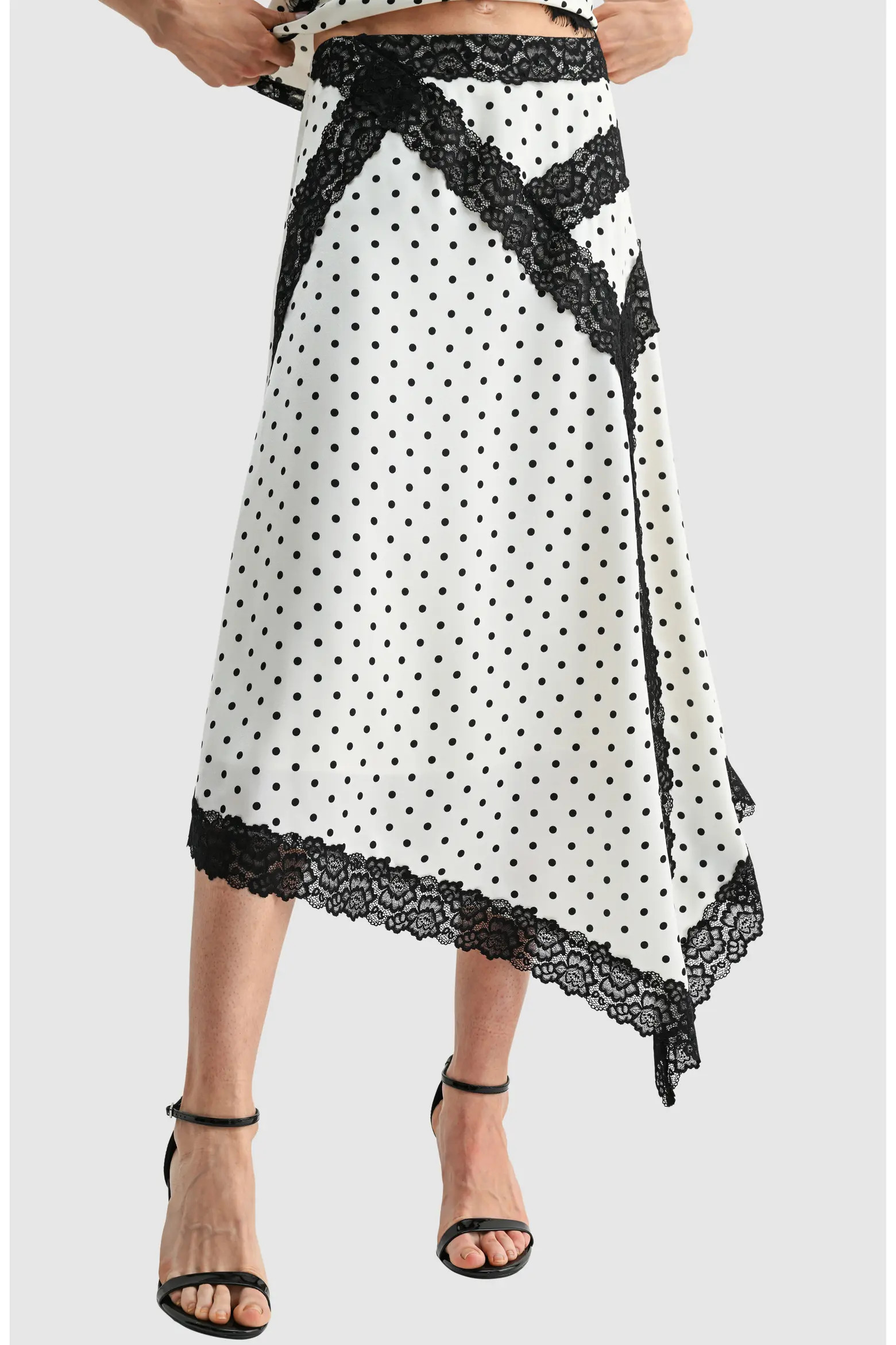 Asymmetric Lace Trim Satin Midi Skirt (Women) | Nordstromrack | Nordstrom Rack