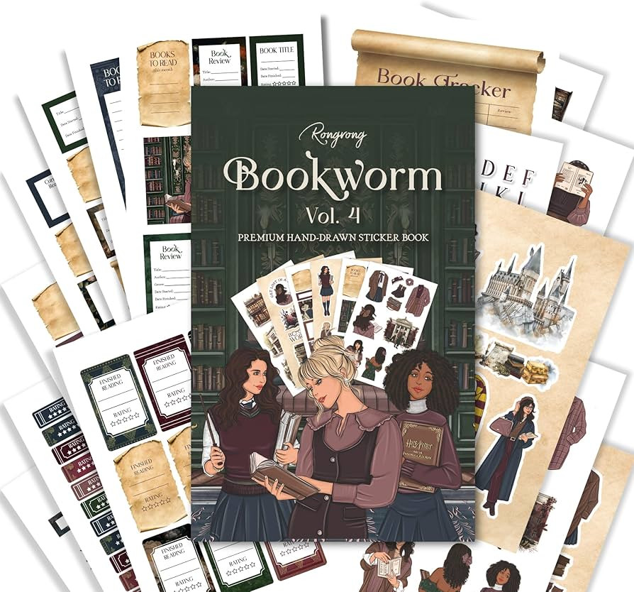 Rongrong Bookworm 4 Sticker Book for Planners, Calendars and Journals – Premium Quality Hand Dr... | Amazon (US)