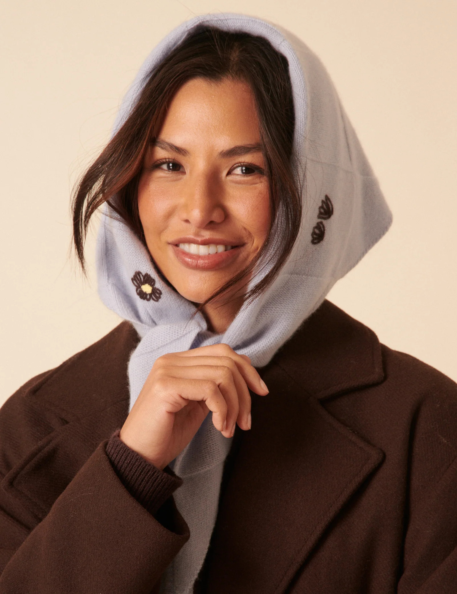 NC x TBCo Blue Floral Wool Triangle Scarf | Nobody's Child