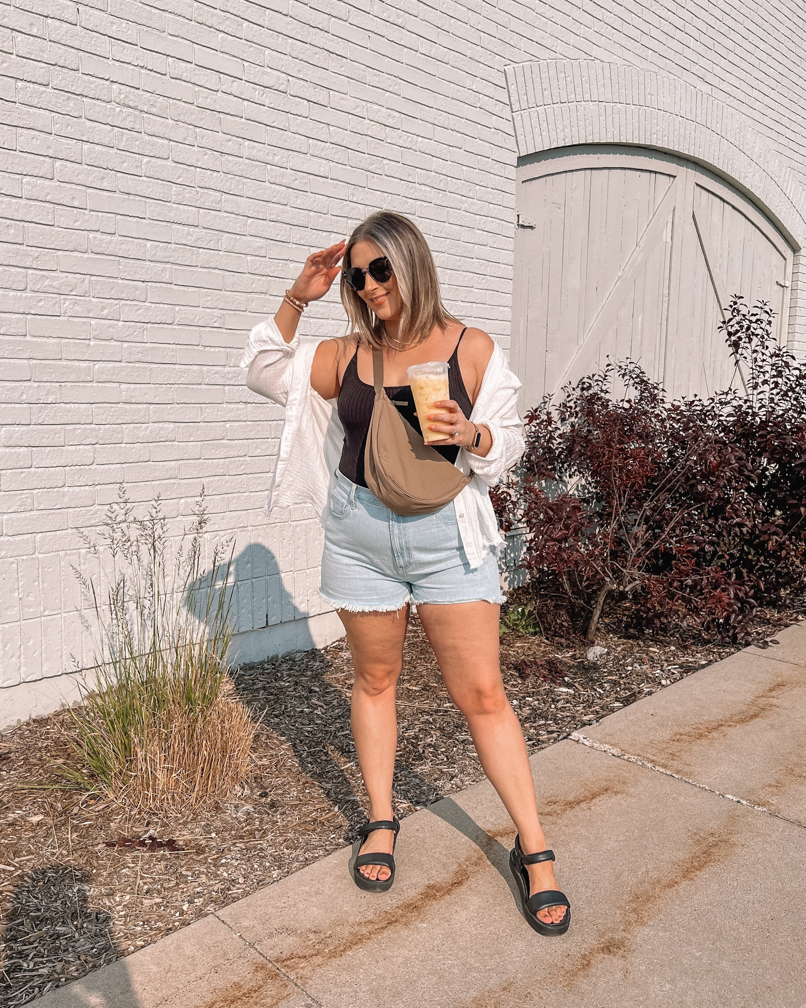 Summer OOTD - tank top with built in bra (M), white button up shirt (M), light wash denim shorts (32), Uniqlo moon crossbody bag, black sandals (TTS)

Midsize fashion, summer outfits 


#LTKitbag #LTKstyletip #LTKSeasonal