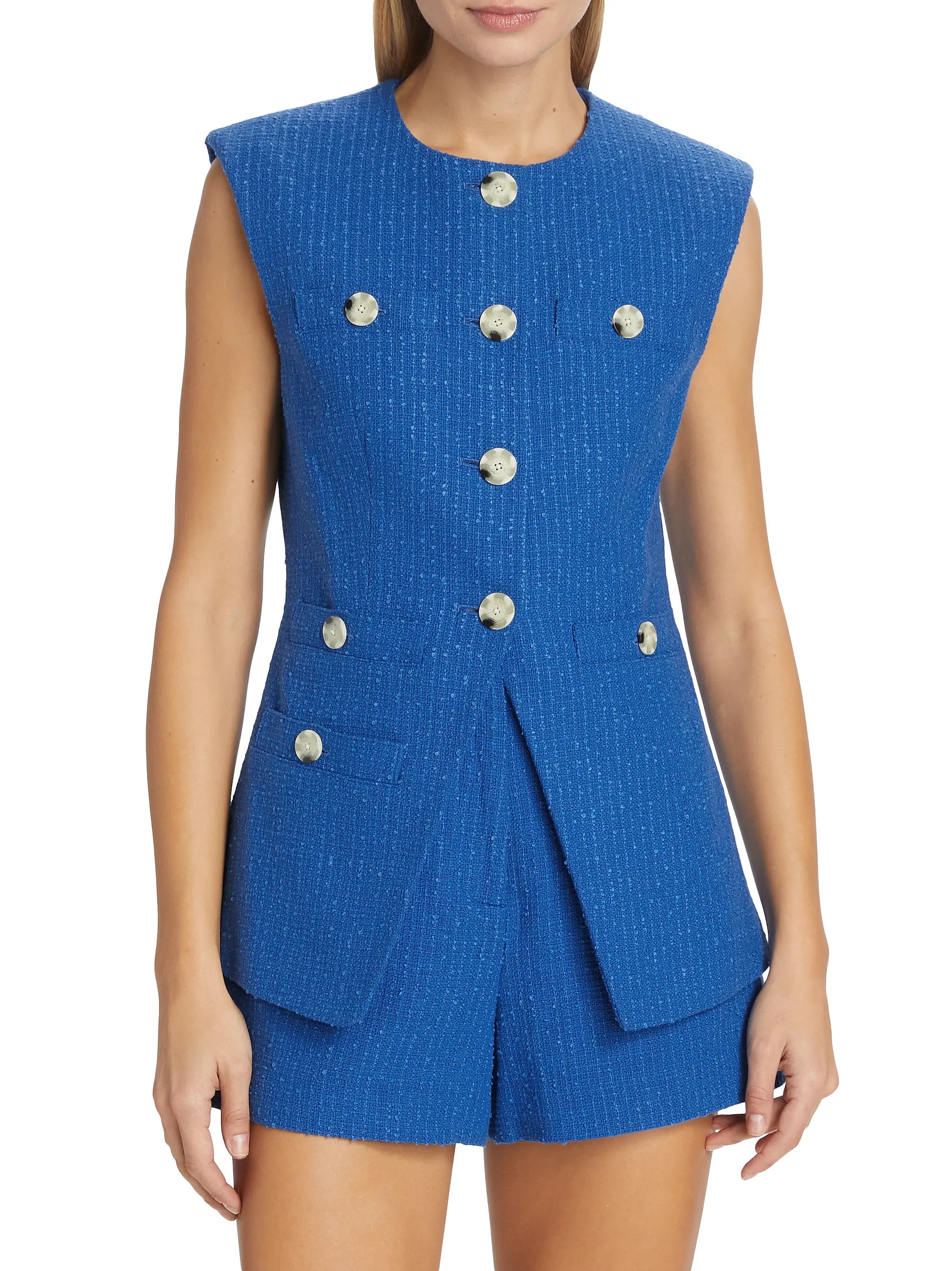 Tamara Tailored Cotton-Blend Tweed Vest | Saks Fifth Avenue