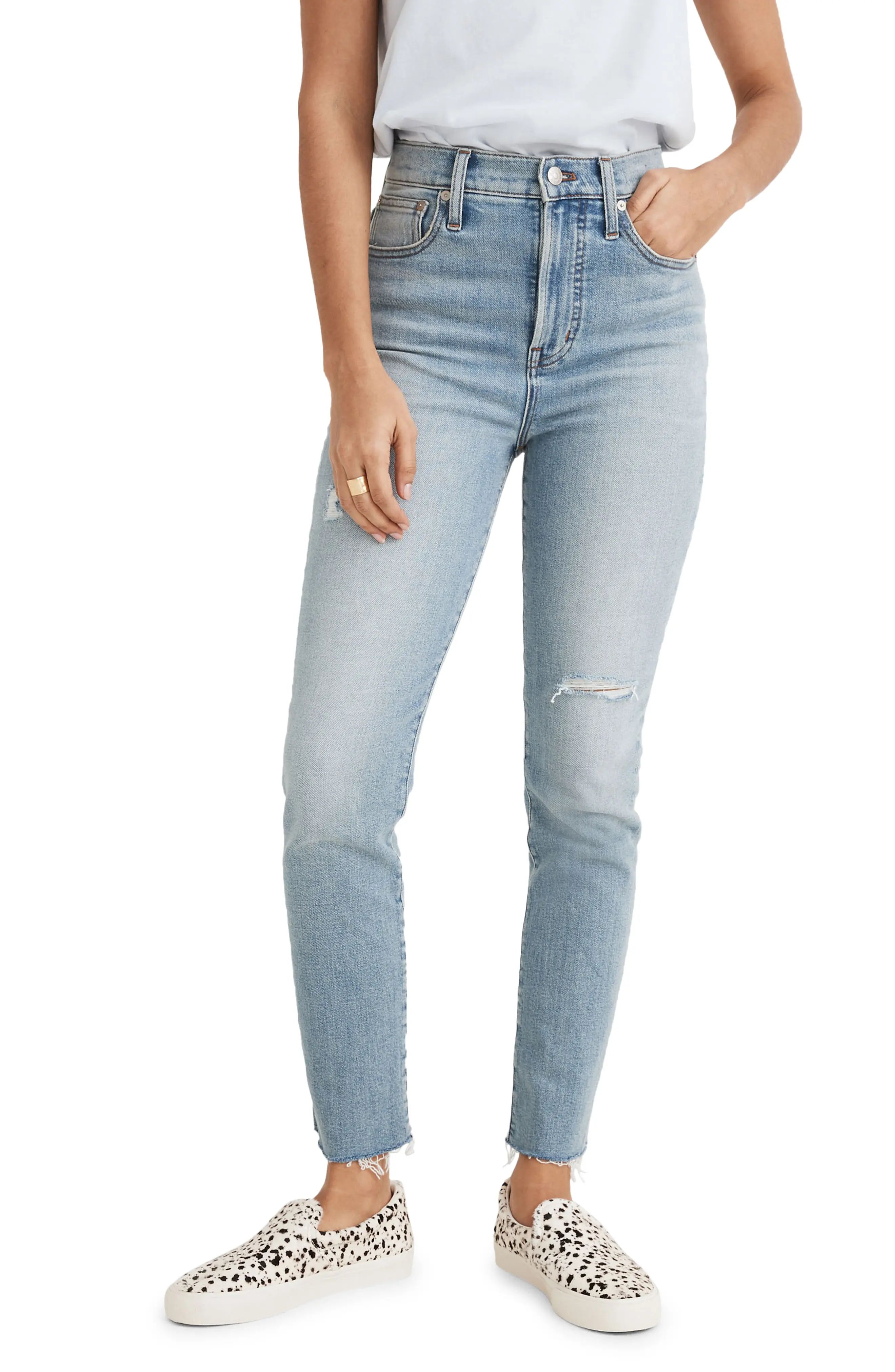 Women's Madewell The Perfect High Waist Distressed Jeans, Size 26 - Blue | Nordstrom