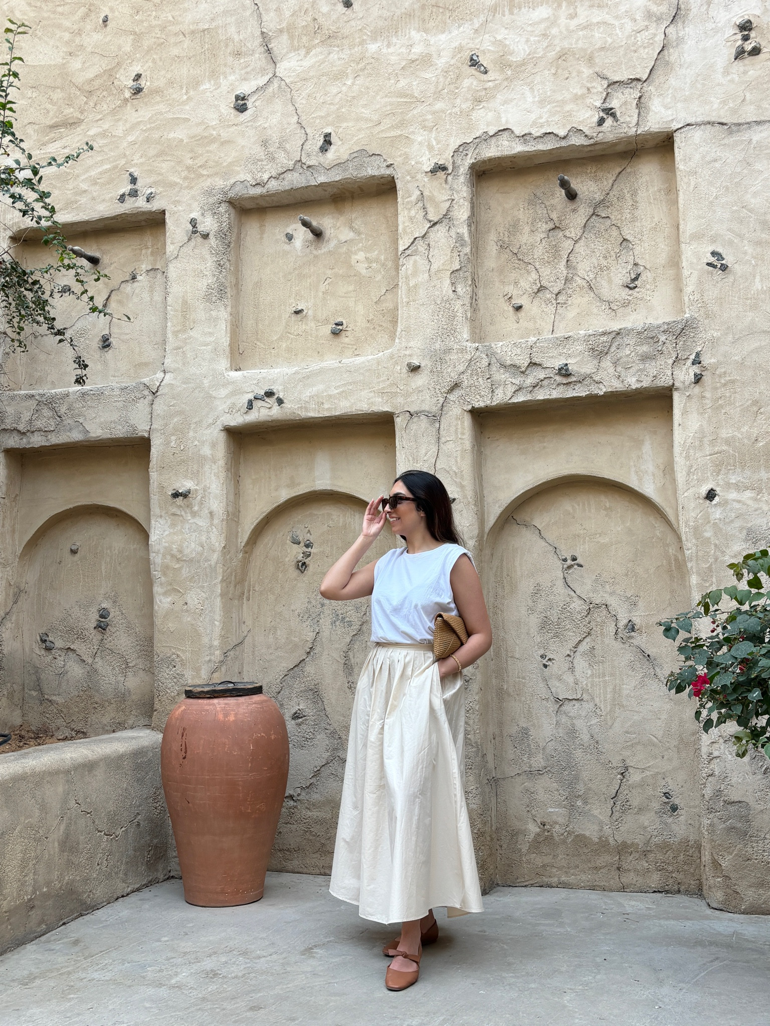 white t shirt, sleeveless t shirt, boxy t shirt, summer t shirt, maxi skirt, cream, pleated, white skirt, maxi, modest, tan ballet flats, straw clutch, uk size 6, uk size xs, petite friendly, holiday outfit, holiday inspo

#LTKeurope #LTKfindsunder50 #LTKSeasonal