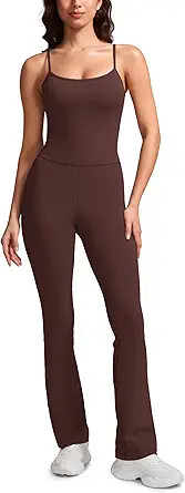 CRZ YOGA Butterluxe Flare Jumpsuits for Women Spaghetti Strap Workout Athletic Onesie Square Neck... | Amazon (US)