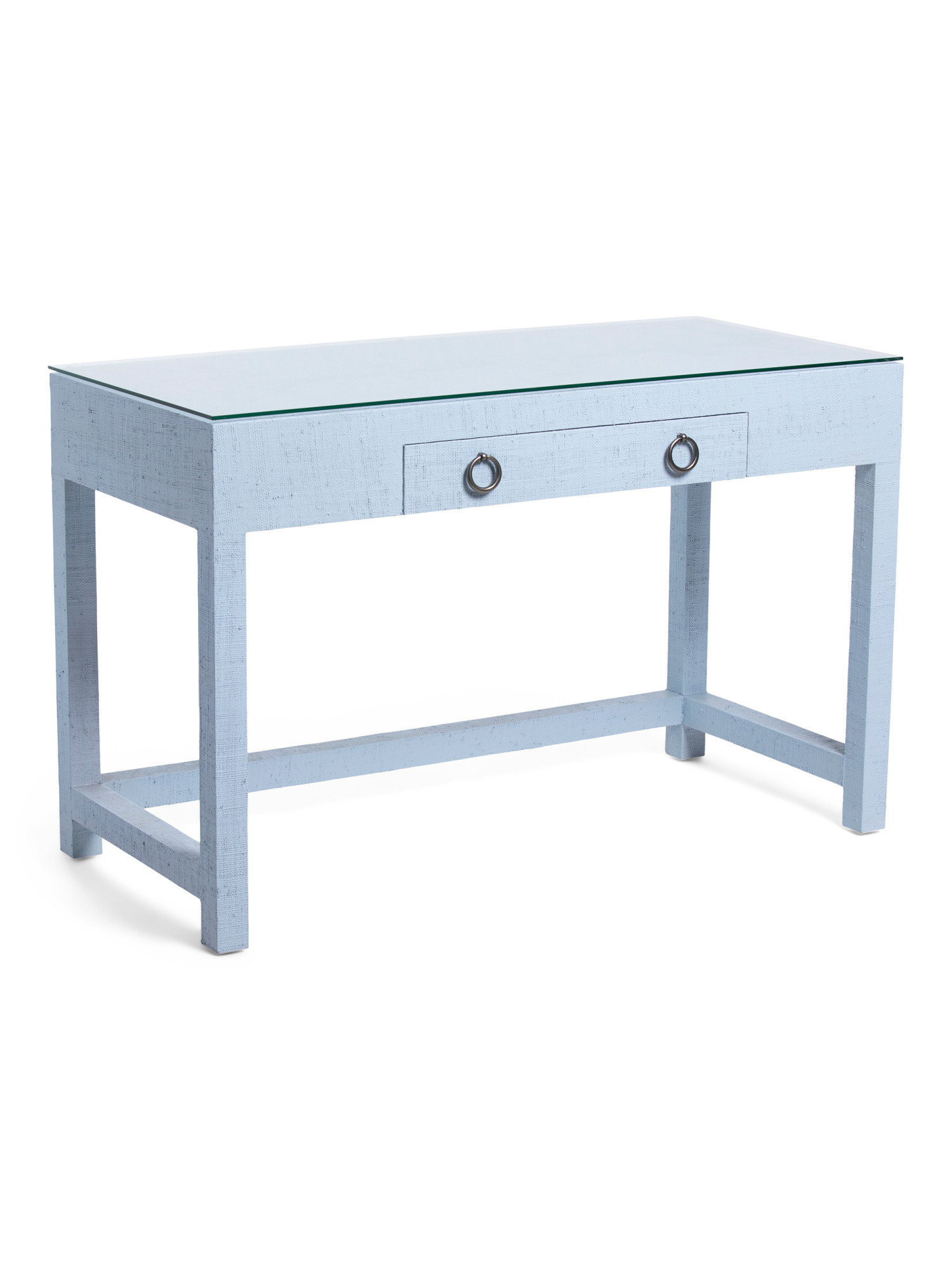 48in Woven Raffia Desk With Glass Table Top | Furniture & Lighting | Marshalls | Marshalls