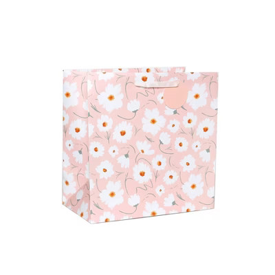 Square Gift Bag Flower on Peach - Spritz™ | Target