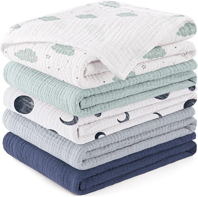 Susurration Baby Burp Cloths 5 Pack 100% Cotton Muslin Baby Washcloths 23.6 * 23.6 inch, Burping ... | Amazon (US)