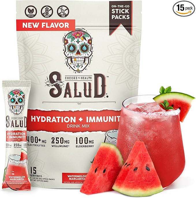 Salud 2-in-1 Hydration and Immunity Electrolytes Powder, Watermelon Margarita - 15 Servings, Agua... | Amazon (US)