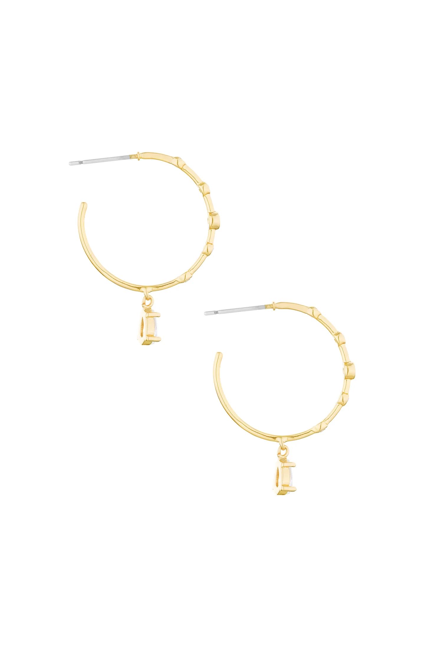 Delicate Crystal Charm 18k Gold Plated Hoop Earrings | Ettika