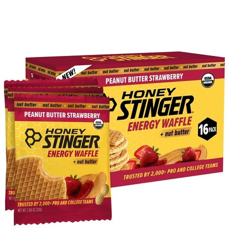 Honey Stinger Organic Energy Waffle Snack, Peanut Butter Strawberry, 1.06 oz, 16 Count Box | Walmart (US)