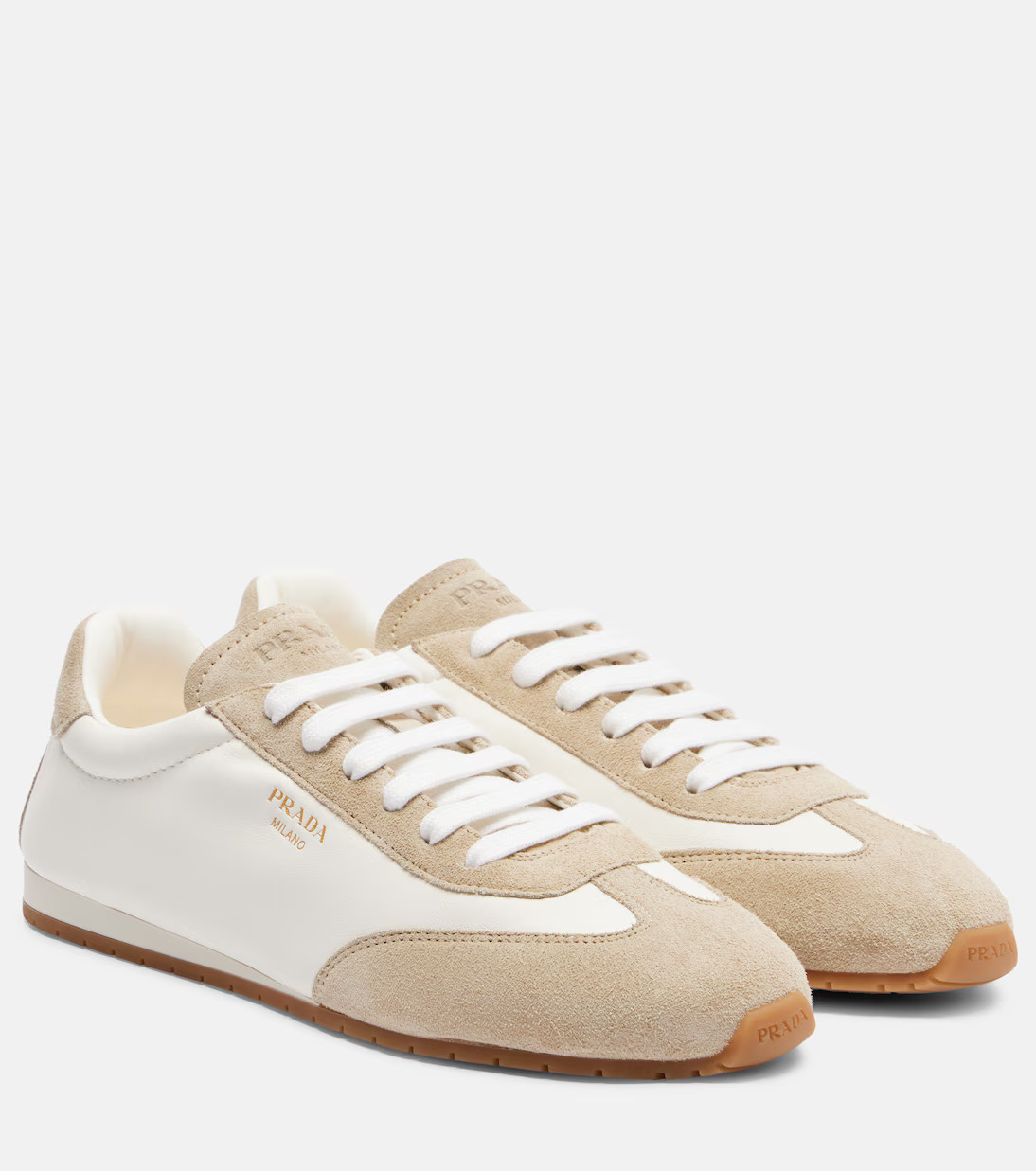 Suede-trimmed leather sneakers | Mytheresa (US/CA)