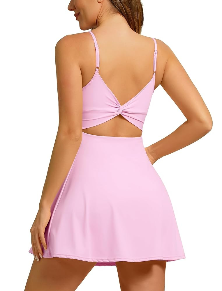 ABOCIW Womens Tennis Dress Sleeveless Backless Athletic Dress with Built-in Bra & Shorts Exercise... | Amazon (US)