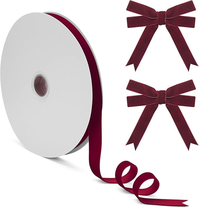 Burgundy Velvet Ribbon 5/8 Inch, 25Yd Vintage Wine Red Velvet Ribbon for Gift Wrapping Christmas ... | Amazon (US)
