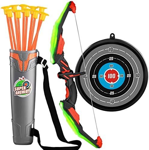Amazon.com: TEMI Kids Bow and Arrow Set - LED Light Up Archery Toy Set with 10 Suction Cup Arrows... | Amazon (US)
