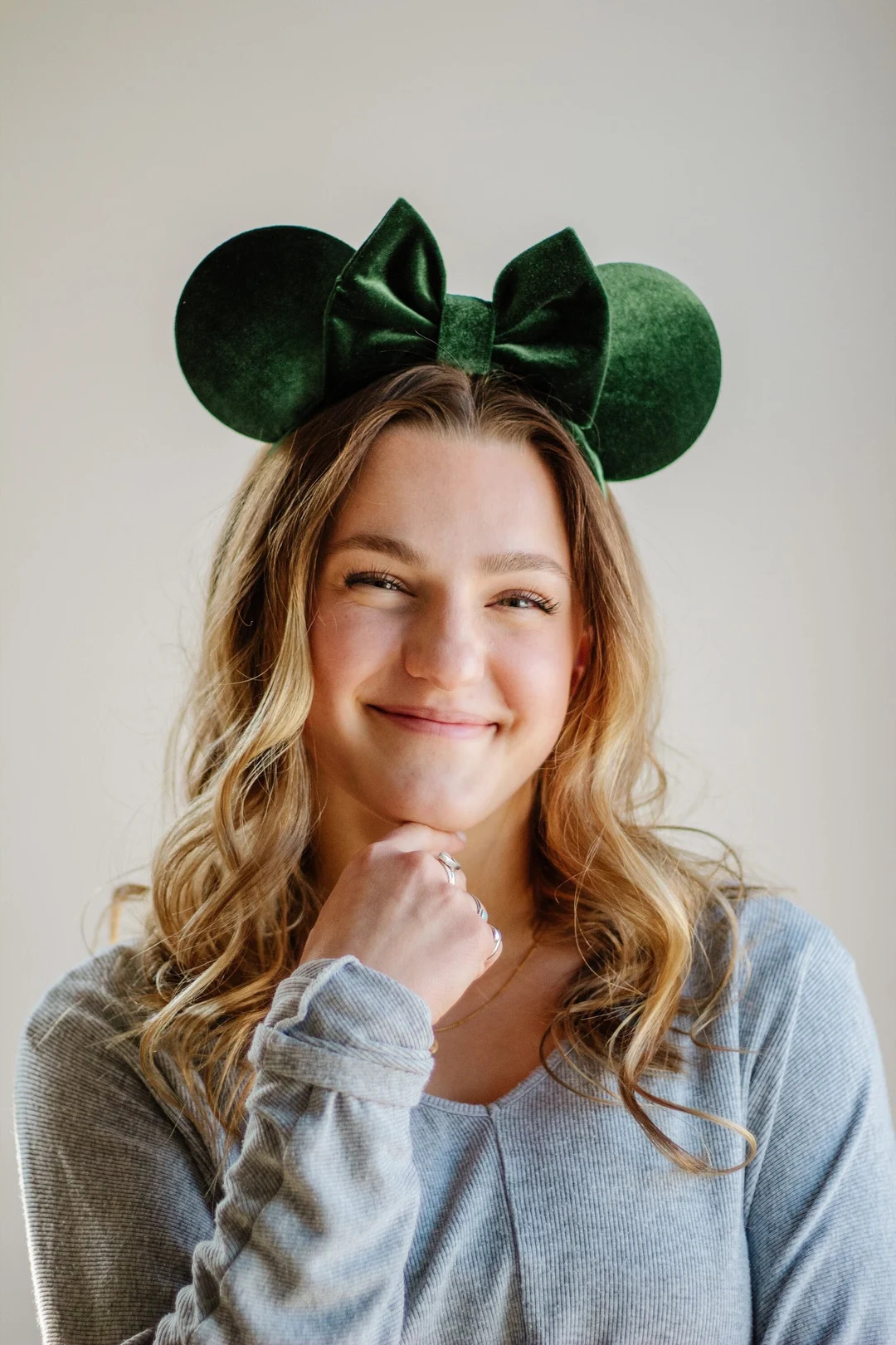 Green Velvet Mouse Ears - W/ Comfortable Headband Option for Headaches and Migraines - Etsy | Etsy (US)