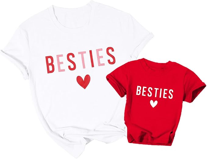 ASTANFY Mommy and Me Matching Outfits Valentines Day Shirts Women Besties Love Heart Tshirt Valen... | Amazon (US)