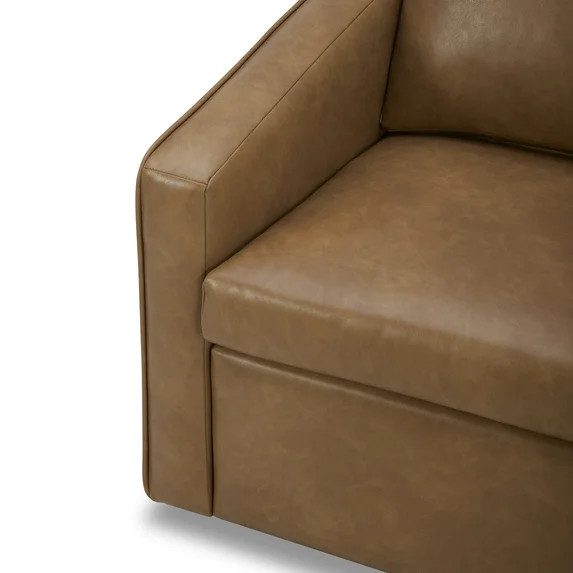 Better Homes & Gardens Steele Swivel Accent Chair, Camel Faux Leather | Walmart (US)