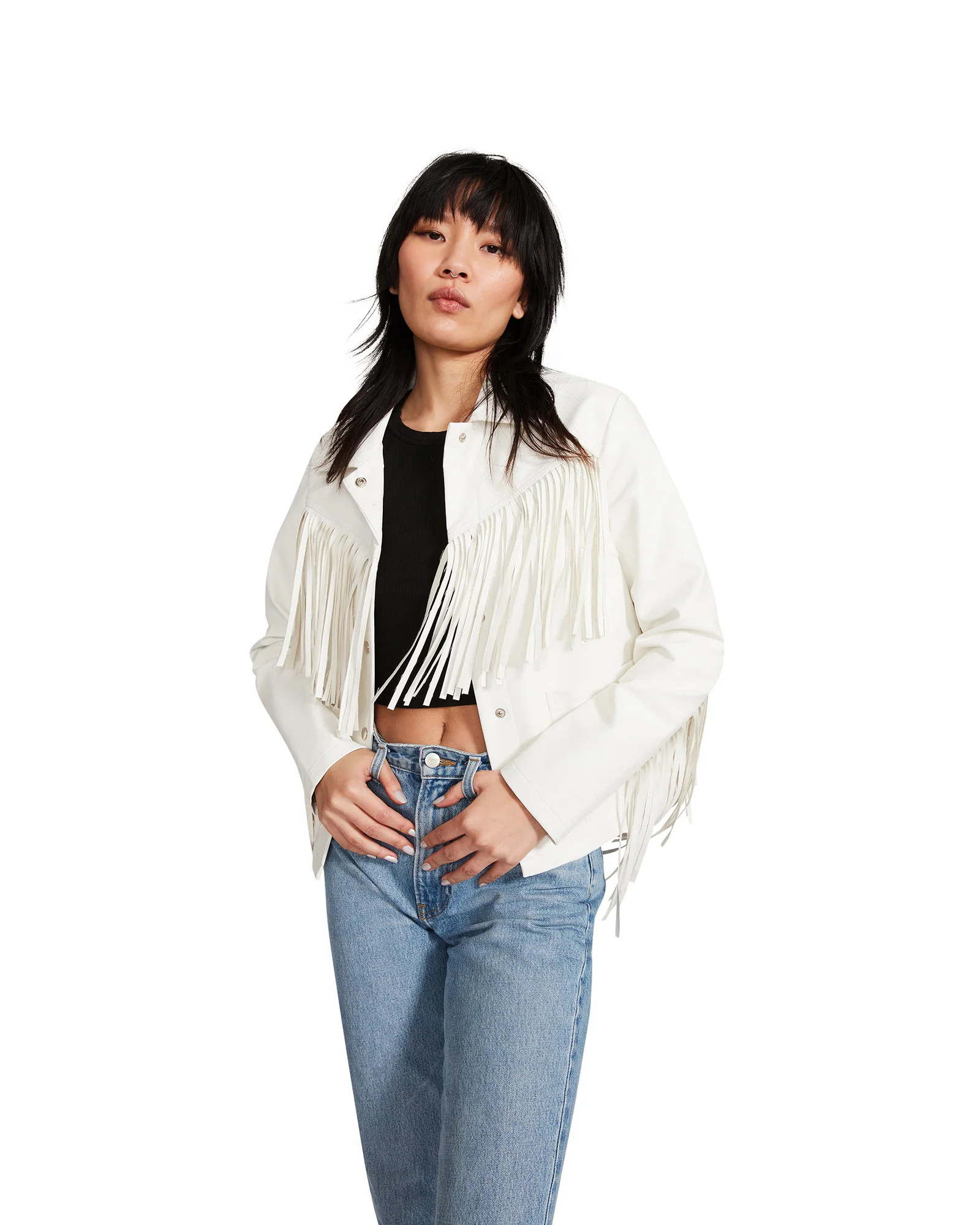 FRINGE JACKET WHITE | Steve Madden (US)