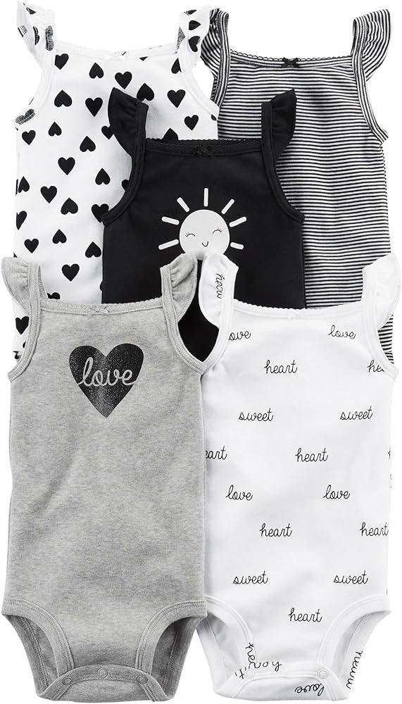  Flutter Sleeve Original Bodysuits Newborn Black/White | Amazon (US)
