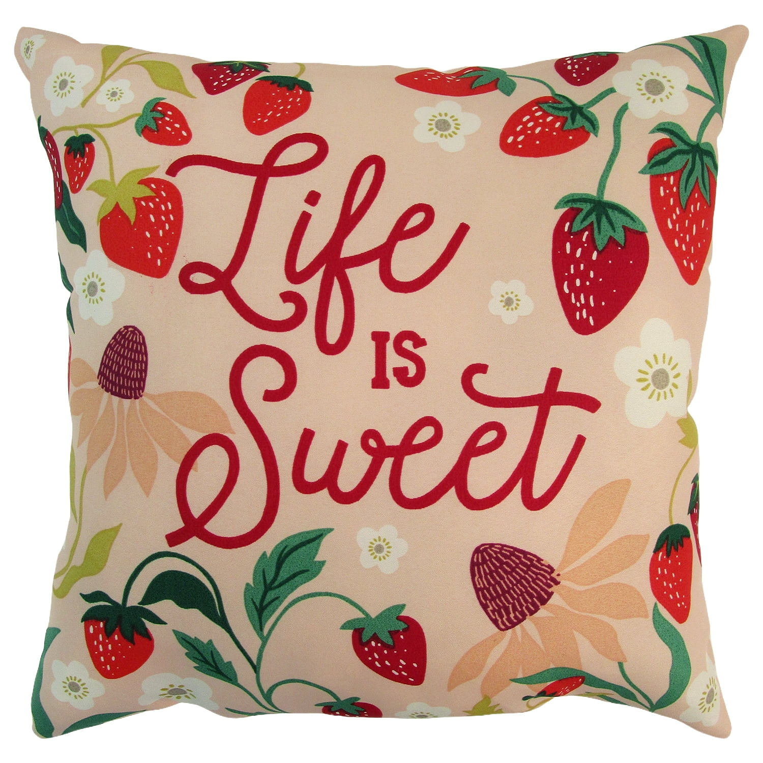 Mainstays 16" x 16" Reversible Decorative Outdoor Throw Pillow, Life Is Sweet | Walmart (US)