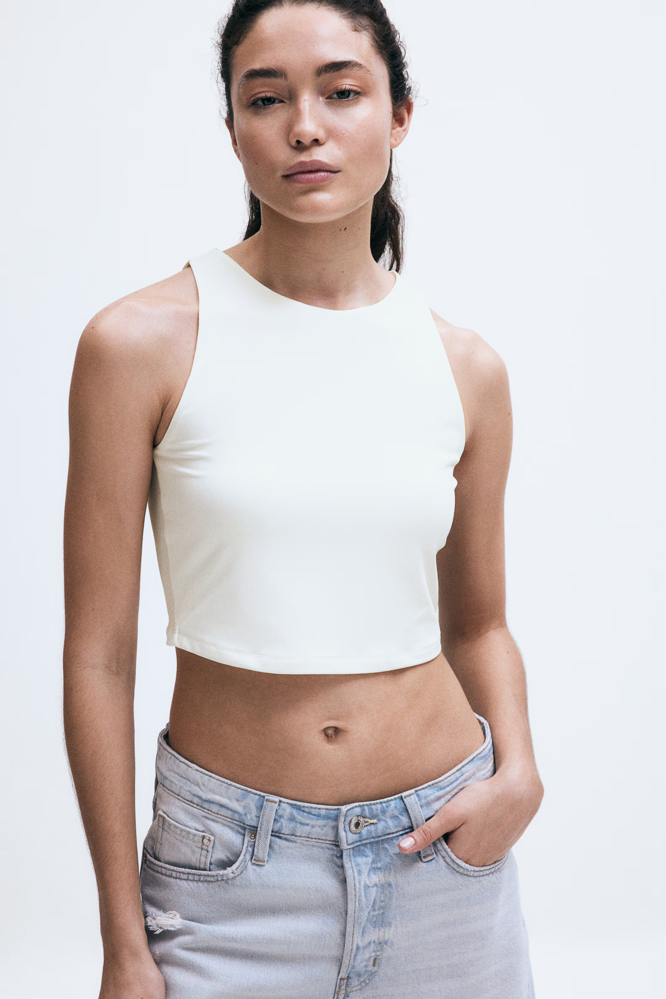 Cropped Microfiber Tank Top | H&M (US + CA)