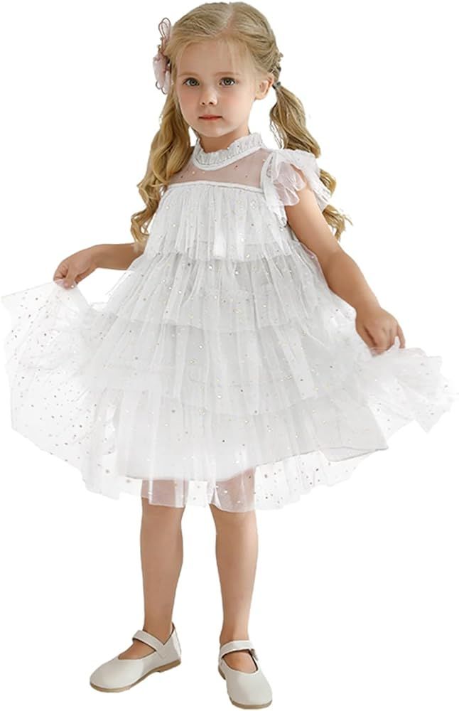 Amazon.com: NNJXD Little Girl Layered Tulle Dress Princess Girls Party Little Stars Dresses 1270 ... | Amazon (US)