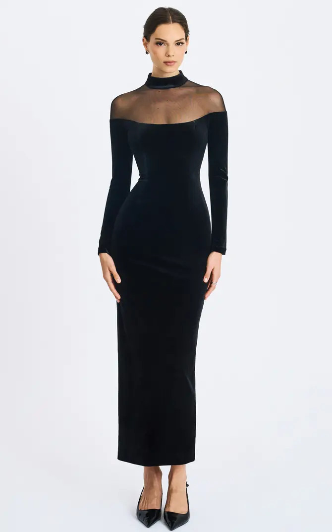 Blair Sheer Mock Neck Maxi Dress | Nordstrom